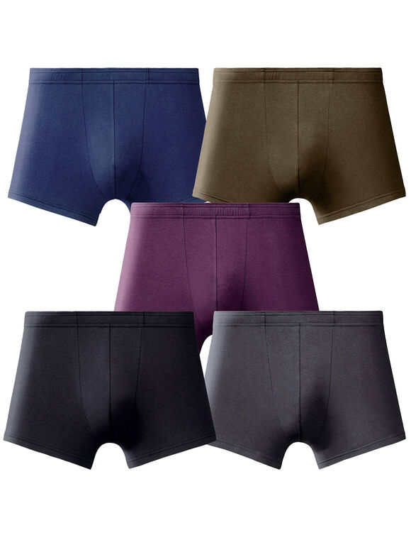 Boxer uni ceinture élastiquée recouverte - lot de 5 (kaki + violet + bleu) Boxer uni ceinture élastiquée recouverte - lot de 5 (kaki + violet + bleu)
